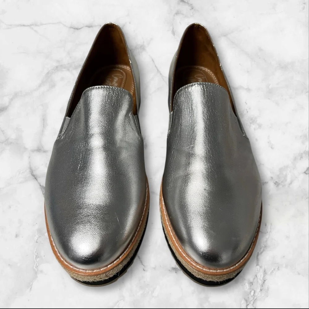 Crown Vintage Bina Silver Platform Espadrille Loafers Size 8